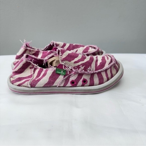 Sanuk pink zebra loafers youth girls 2 washable - Picture 3 of 7